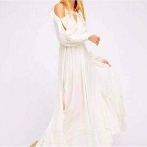 Free People Huxley Maxi Dress Ruffles Open Back Metallic Stripe NWT Size Small